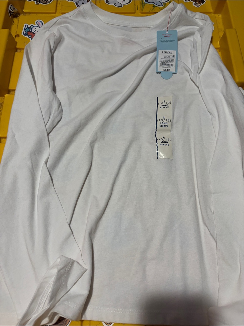 Cat & Jack Boy/Girl White Long Sleeve Crewneck Shirt Uniform Shirt